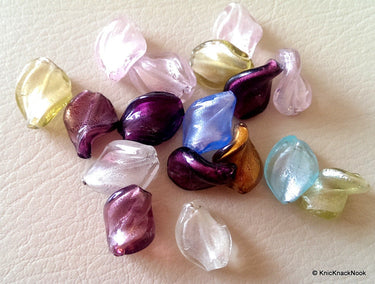 5 X Mixed Colours Glass Foil Beads 20 x 15 mm